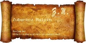 Zuberecz Malvin névjegykártya